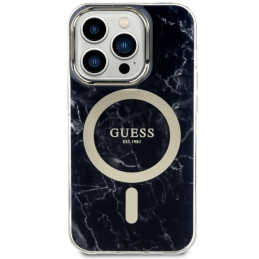 Guess Marble MagSafe dėklas iPhone 14 Pro - juodas