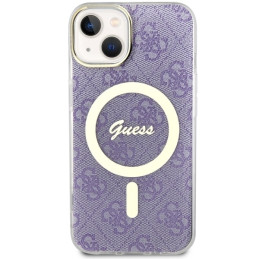 Guess 4G MagSafe dėklas iPhone 14 Plus - violetinis