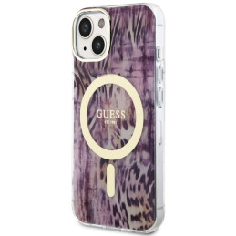 Guess Leopard MagSafe dėklas iPhone 14 - rožinis