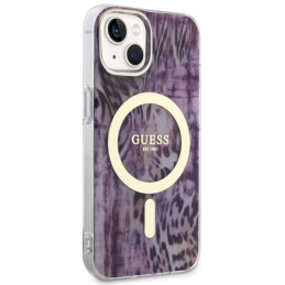 Guess Leopard MagSafe dėklas iPhone 14 - rožinis