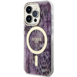 Guess Leopard MagSafe dėklas iPhone 14 Pro Max - rožinis