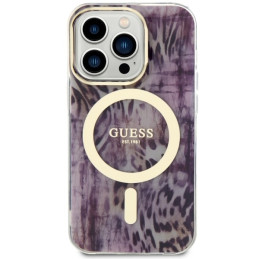 Guess Leopard MagSafe dėklas iPhone 14 Pro Max - rožinis