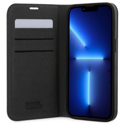 Karl Lagerfeld Saffiano Monogram dėklas iPhone 14 - juodas