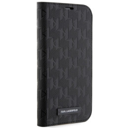 Karl Lagerfeld Saffiano Monogram dėklas iPhone 14 - juodas
