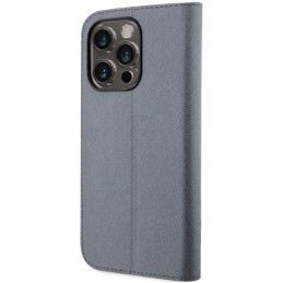 Karl Lagerfeld Saffiano Karl&Choupette dėklas iPhone 14 Pro Max - sidabrinis