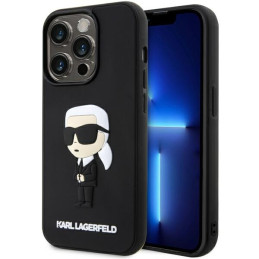Karl Lagerfeld Rubber Ikonik 3D dėklas iPhone 14 Pro - juodas
