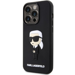 Karl Lagerfeld Rubber Ikonik 3D dėklas iPhone 14 Pro - juodas