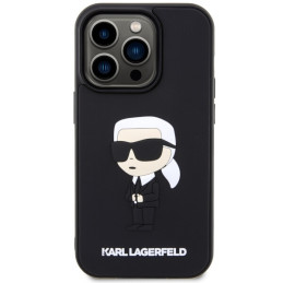 Karl Lagerfeld Rubber Ikonik 3D dėklas iPhone 14 Pro - juodas