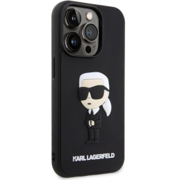 Karl Lagerfeld Rubber Ikonik 3D dėklas iPhone 14 Pro - juodas