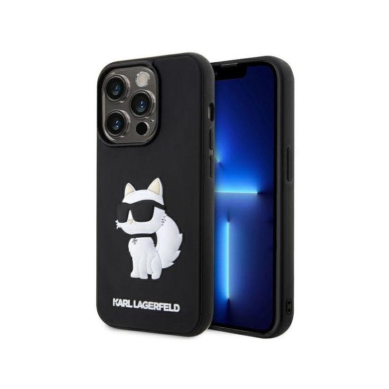 Karl Lagerfeld Rubber Choupette 3D dėklas iPhone 14 Pro Max - juodas