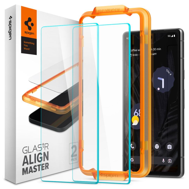Spigen ALM Glas.tR grūdintas stiklas, skirtas Google Pixel 7A - 2 vnt.