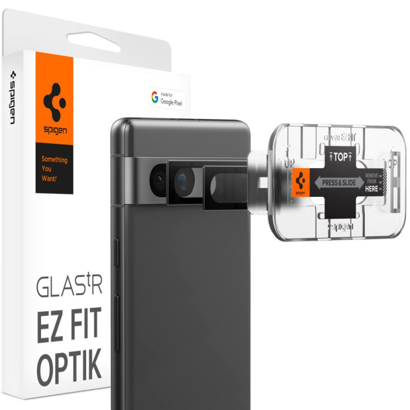 Spigen Glas.tR EZ Fit Optik Camera Protector for Google Pixel 7A - Juoda 2 vnt.