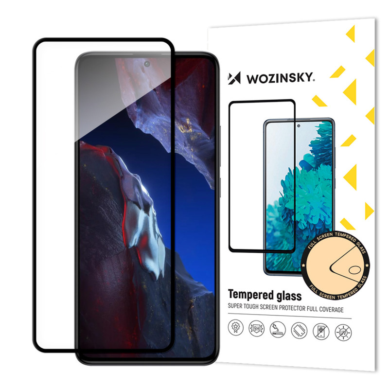 „Xiaomi Poco F5 Pro 9H“ grūdintas stiklas su „Wozinsky Full Glue“ grūdinto stiklo rėmeliu – juodas