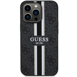 Guess 4G Printed Stripes MagSafe dėklas, skirtas iPhone 13 Pro / iPhone 13 - juodas