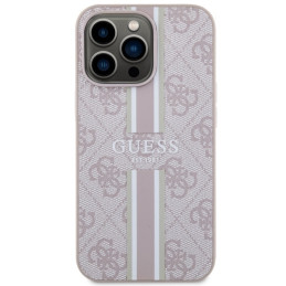 Guess 4G Printed Stripes MagSafe dėklas, skirtas iPhone 13 Pro / iPhone 13 – rožinė