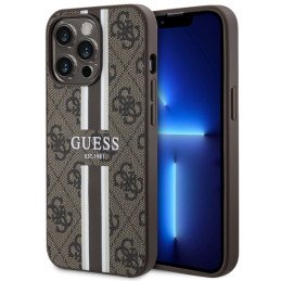 Guess 4G Printed Stripes MagSafe dėklas iPhone 13 Pro Max - rudas