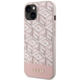 Guess GCube Stripes MagSafe dėklas iPhone 14 - rožinis