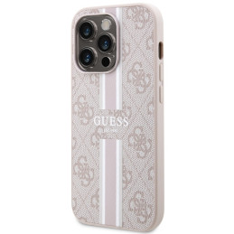 Guess 4G Printed Stripes MagSafe dėklas iPhone 14 Pro Max - rožinis