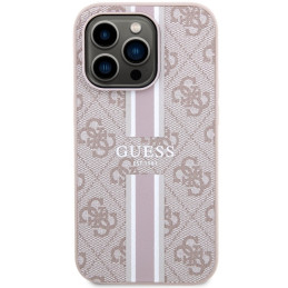 Guess 4G Printed Stripes MagSafe dėklas iPhone 14 Pro Max - rožinis
