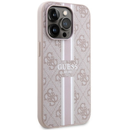Guess 4G Printed Stripes MagSafe dėklas iPhone 14 Pro Max - rožinis