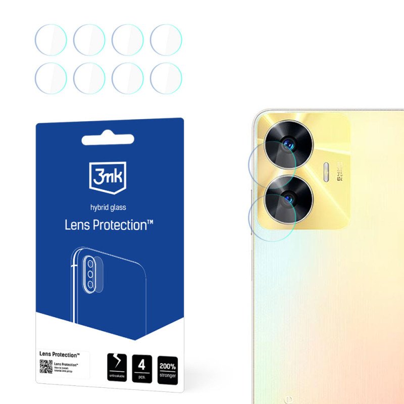 3mk Lens Protection™ hibridinis fotoaparato stiklas, skirtas Realme C55