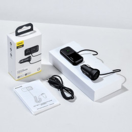 Belaidis Bluetooth FM siųstuvas su įkrovikliu Baseus S-16 (Overseas edition) – juodas
