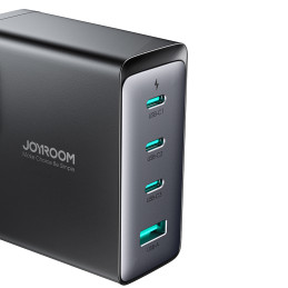 GaN 140W greitas įkroviklis 3 x USB-C / USB-A Joyroom JR-TCG05EU – juodas + USB-C – USB-C 240 W 1,2 m laidas