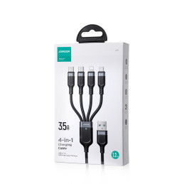 Joyroom Multi-Use Series S-A18 4in1 USB-A - USB-C / USB-C / Lightning / mikro USB kabelis 1,2 m - juodas