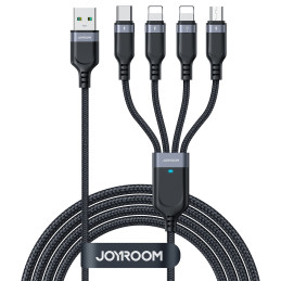 Joyroom Multi-Use Series S-A18 4in1 USB-A - USB-C / Lightning / Lightning / mikro USB kabelis 1,2 m - juodas