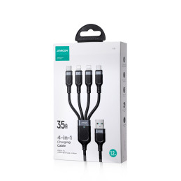 Joyroom Multi-Use Series S-A18 4in1 USB-A - USB-C / Lightning / Lightning / mikro USB kabelis 1,2 m - juodas