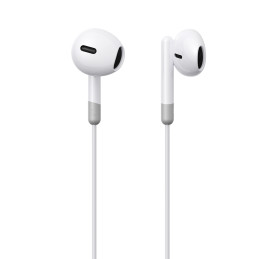 Joyroom JR-EW01 į ausis įdedamos laidinės mini lizdo ausinės su nuotolinio valdymo pulteliu – baltos spalvos