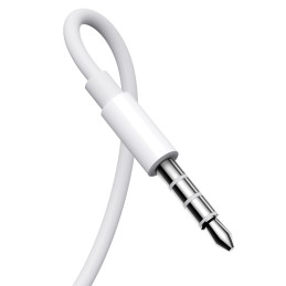 Joyroom JR-EW01 į ausis įdedamos laidinės mini lizdo ausinės su nuotolinio valdymo pulteliu – baltos spalvos