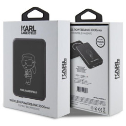 Karl Lagerfeld Ikonik MagSafe 5W 3000mAh indukcinis maitinimo blokas - juodas