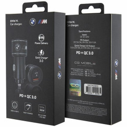BMW M Edition PD QC 3.0 20W Fast Charge automobilinis įkroviklis - juodas