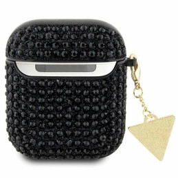 Guess Rhinestone Triangle Charm dėklas, skirtas AirPods 1/ 2 – juodas