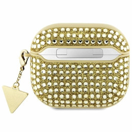 Guess Rhinestone Triangle Charm dėklas, skirtas AirPods 3 – auksinis