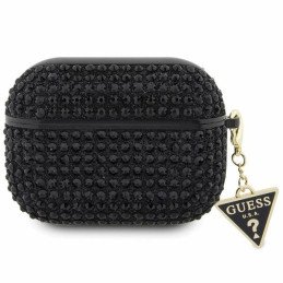 Guess Rhinestone Triangle Charm dėklas, skirtas AirPods Pro – juodas