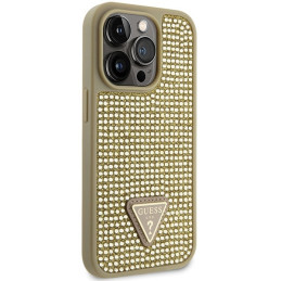Guess Rhinestone Triangle dėklas iPhone 14 Pro - auksinis