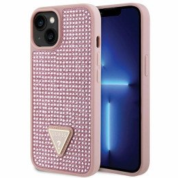 Guess Rhinestone Triangle dėklas iPhone 14 Plus - rožinis