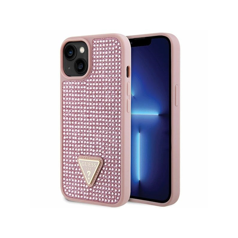 Guess Rhinestone Triangle dėklas iPhone 14 Plus - rožinis