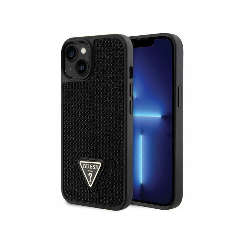 Guess Rhinestone Triangle dėklas iPhone 14 - juodas