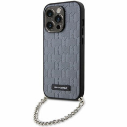 Karl Lagerfeld Saffiano Monogram Chain dėklas iPhone 14 Pro - sidabras