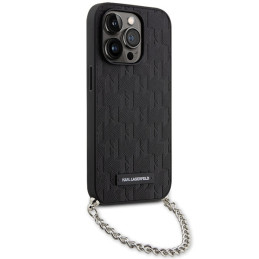 Karl Lagerfeld Saffiano Monogram Chain dėklas iPhone 14 Pro - juodas