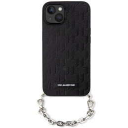 Karl Lagerfeld Saffiano Monogram Chain dėklas iPhone 14 - juodas