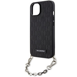 Karl Lagerfeld Saffiano Monogram Chain dėklas iPhone 14 - juodas