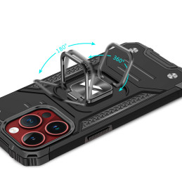Wozinsky Ring Armor šarvuotas dėklas su pirštų laikikliu iPhone 15 Pro - raudonas