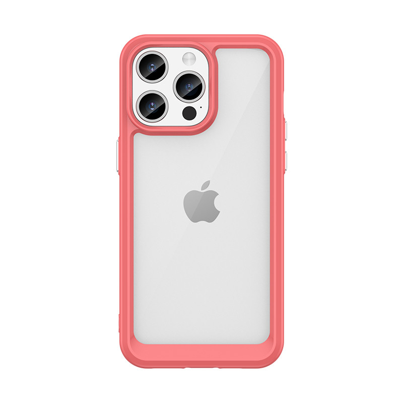 Sustiprintas dėklas su lanksčiu rėmeliu, skirtas iPhone 15 Pro Max Outer Space – raudonas