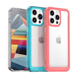 Sustiprintas dėklas su lanksčiu rėmeliu, skirtas iPhone 15 Pro Max Outer Space – raudonas