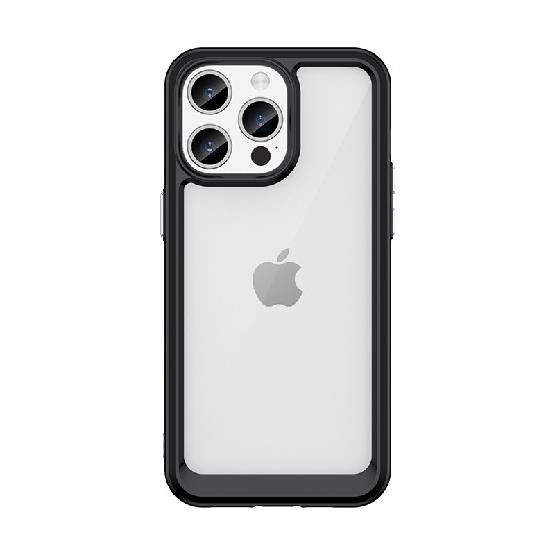 Sustiprintas dėklas su lanksčiu rėmeliu, skirtas iPhone 15 Pro Outer Space - juodas