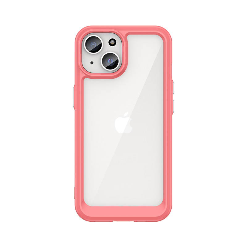 Outer Space sustiprintas dėklas su lanksčiu rėmeliu iPhone 15 - raudonas